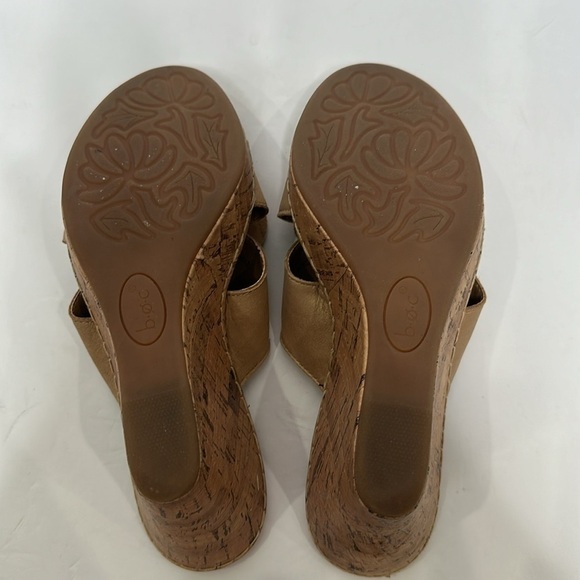 BOC Tan Floral Cork Wedge Upper Leather Comfort Sandals Women’s Comfort Shoes 7M - Picture 12 of 15